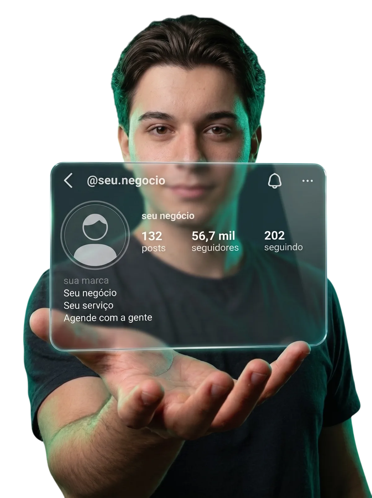 Perfil de Instagram de um cliente com 56,7 mil seguidores
